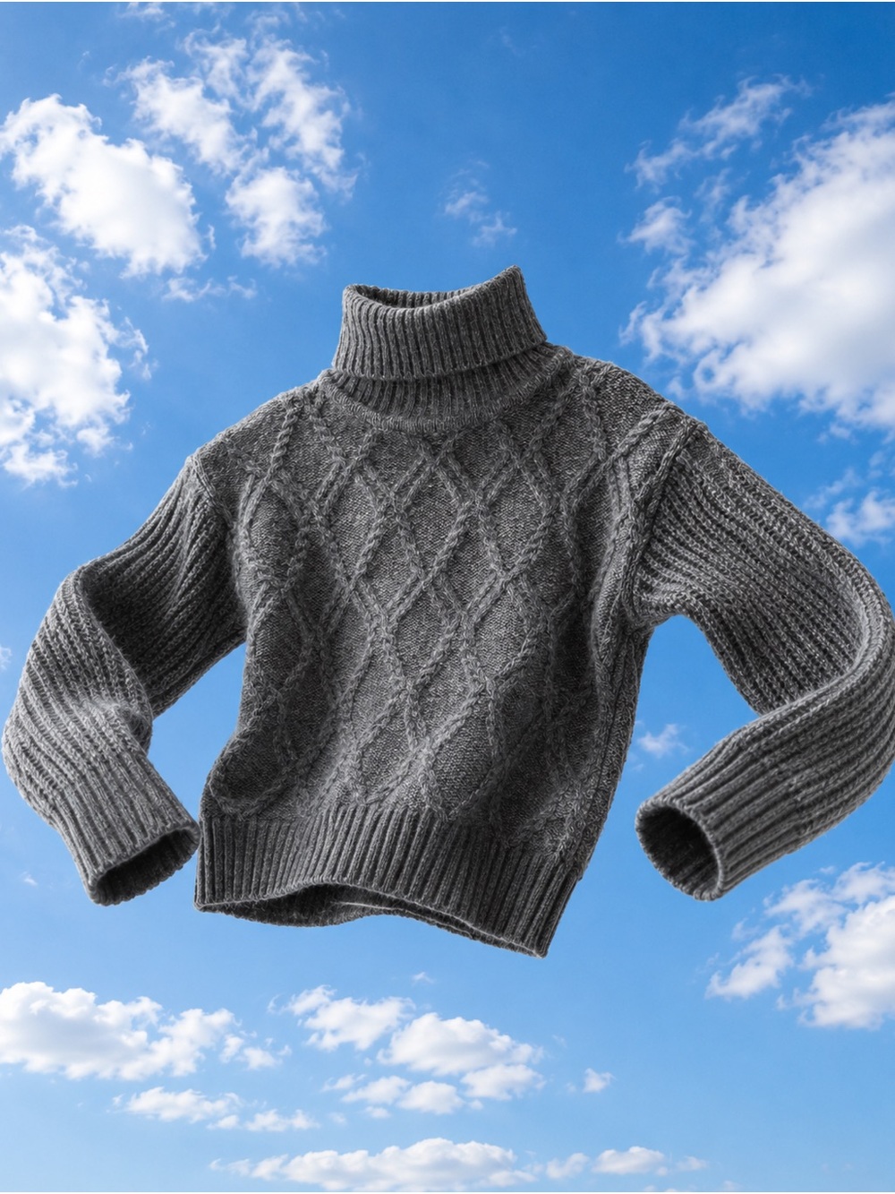 Women’s Gray Cable Knit Turtleneck Sweater